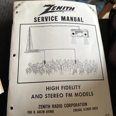 Original 1960s ZENITH HF28 Radio Stereo Service Manual FM High Fidelity - Image 1 of 4