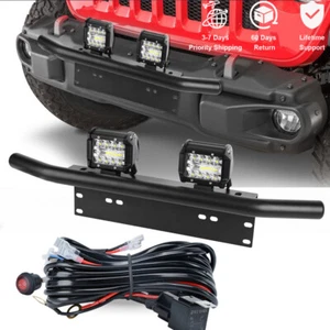 Soporte de matrícula delantero de 23"" + Combo de cápsulas de luz de trabajo de 4"" conducción de camiones + cable - Imagen 1 de 17