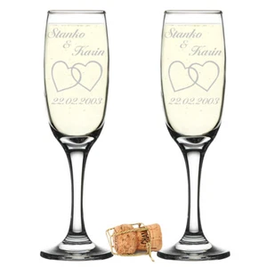 2er Set Bicchieri di Champagne Personalizzato Regalo Nozze per Paia Incisione - Foto 1 di 90