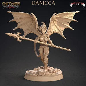 Infernalische Speerkämpferin Miniatur Legionär Lilith Tochter TTRPG D&D 5e 32mm - Picture 1 of 6