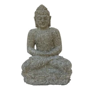 Buddha Figur Meditation sitzend 45cm Steinfigur Deko Garten Lava Stein frostfest - Bild 1 von 3