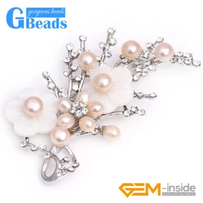 Broche prendedor flor perla enchapado en oro blanco joyería de moda envío gratuito encanto Foto 1 de 4