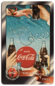 Coca-Cola '96 $2. Tarjeta de Coca-Cola Hands With Bottles (1953) #44 de 48 tarjeta telefónica - Imagen 1 de 1