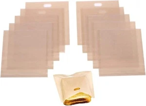 10Pack Non-Stick Reusable Toaster Bags for Grilled Cheese Sandwiches Toast Bread - Picture 1 of 3