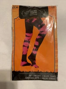 Tricks & Treats Pink Black Tie Dye Tights Ladies Halloween Goth Hippie Costume - Picture 1 of 2