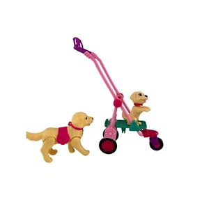 Barbie Strollin pups  Dog Walker Playset 2 Golden Retriever Puppies & Stroller c - Picture 1 of 11