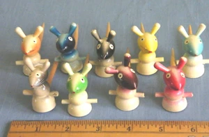 Menge 9 Vintage MCM Mäuse Maus Käse Hors d'oeuvres Cocktail Plektren Holz JAPAN - Bild 1 von 12