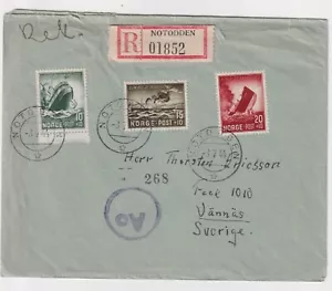 WW2 NOTODDEN Norvegia "Aiuto feriti" 1944 'Ao' Copertina Censore Tedesco Vannas Svezia - Foto 1 di 3