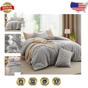 Set letto king size certificato Oeko-Tex - piumino e federe in pietra grigio extra morbido - Foto 1 di 10