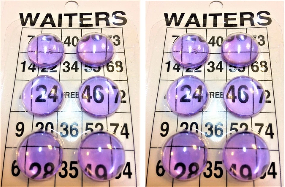 Conjunto de 12 marcadores identificadores de números vencedores roxos de ampliação para garçons de bingo  - Imagem 1 de 4