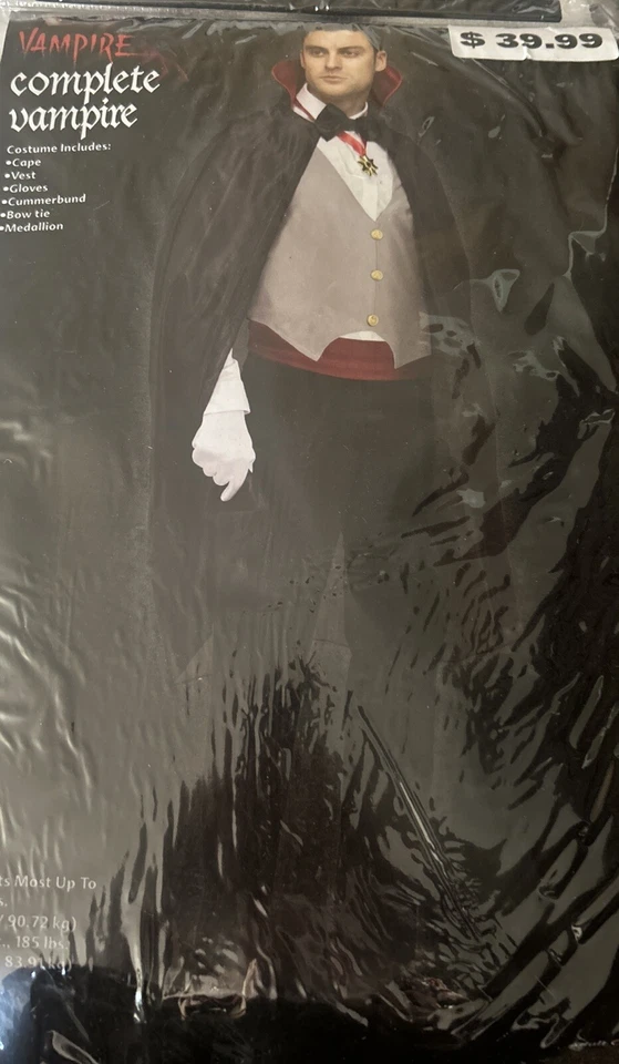 Vampire Halloween Costume Standard Size Count Dracula  Cape - Image 1 of 3