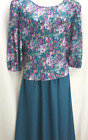 Vintage Good Times Dress - One Piece that Looks Like Two - 16P - Floral & Teal