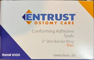 20 ENTRUST 6100 Ostomy Barrier Rings 2" Thin Conforming Adhesive Seals Exp 2028 - Picture 1 of 1