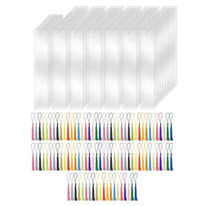 100 Stück Acryl-Lesezeichenrohlinge mit 100 Stück Bunten Lesezeichenquasten8145 - Bild 1 von 6