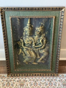 Princess Sita & Warrior Monkey Hunaman Relief Wall Hanging Art Thai - Picture 1 of 17