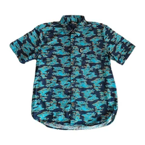 Penfield Shirt Men's XL Blue Geometric Print Short Sleeve Hawaiian Style Holiday - Picture 1 of 17