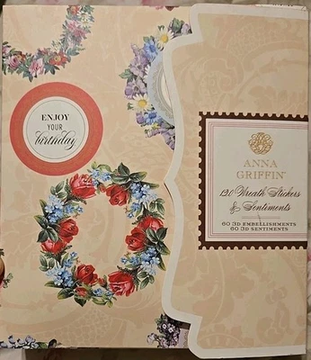 Anna Griffin 120 Pegatinas Corona Floral y Sentimientos Cumpleaños Nuevo Foto 1 de 4