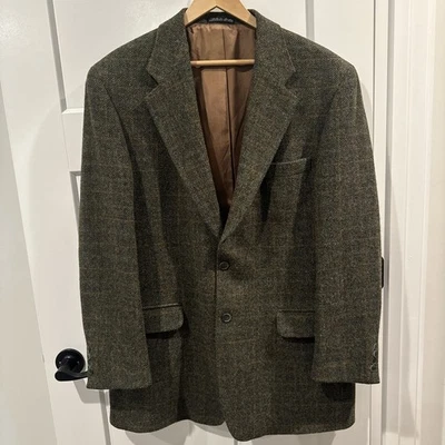 Blazer Harris Tweed Para Hombre 42 L Largo Verde Multicolor Espiga Nuevo sin Etiquetas Foto 1 de 4