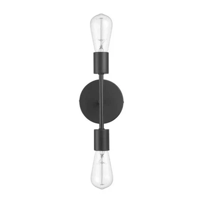 Hampton Bay Stockport 2-Light Matte Black Wall Sconce - Image 1 of 3