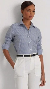 Lauren Ralph Lauren Hemd blau weiß gestreift bügelfrei Baumwolle Damen L Preppy - Bild 1 von 12