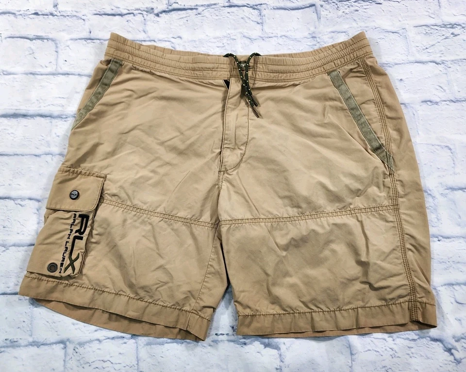 RLX Ralph Lauren MENS L Nylon Cargo Shorts Khaki Hybrid Utility Hiking Fishing - Image 1 of 4