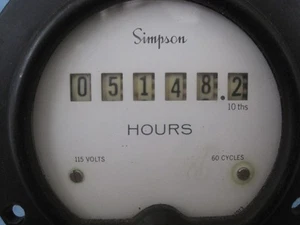 6197 Simpson Elapsed Time Meter 60 Cycle 125 VDC GUC - Picture 1 of 1