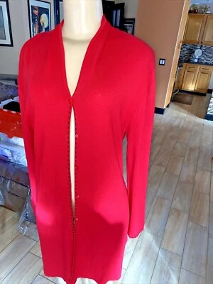 VTG Venini DUSTER  Sweater Jacket  Size L Red  y7 - Image 1 of 4