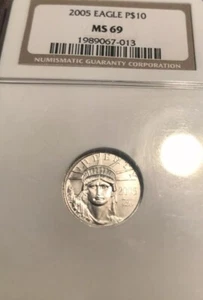 2005 1/10 oz American Platinum Eagle Coin NGC MS69  - Picture 1 of 6