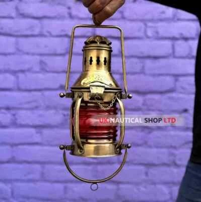 Nautical hanging lamp - Maritime ship red lantern - Unique oil lamp gift - Image 1 of 4
