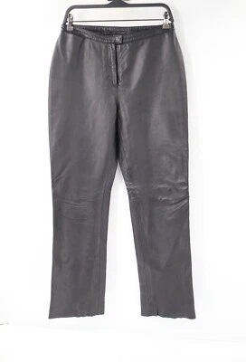 Pantalones de cuero de colección Y2k Express para mujer 9/10 Bootcut tiro medio negros motociclista Foto 1 de 4