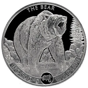 *GUTSE* CONGO REP. DEM., 20 FRANCS 2022, OSO, PLATA (1Oz.), PROOF, ESCASA. - Picture 1 of 3