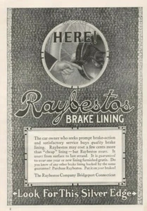 Raybestos Brake Lining 1919 Automobile Brakes Bridgeport CT Vintage Print Ad - Picture 1 of 1