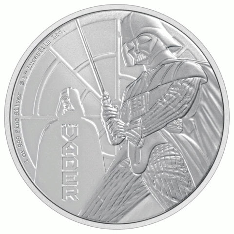 2022 Darth Vader Star Wars 1 Oz 999 Silver $2 Niue Coin BU - In Capsule Cover