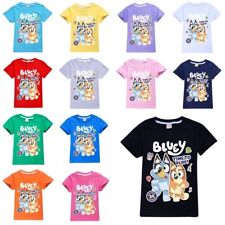 Kids Bingo Bluey Print Short Sleeve T-shirt Boys Girls Summer Tshirt Tops 2-14Y