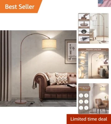 Elegante lámpara de pie alta con interruptor de pie y pantalla ajustable - bronce antiguo Foto 1 de 4