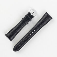 Hirsch ARISTOCRAT Croco Embossed Calf Leather Watch Strap and Buckle in BLACK