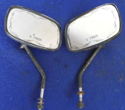 Espejos retrovisores V-Twin negros potencia cuadrada izquierda y derecha Harley Davidson 1982 en adelante Foto 1 de 4