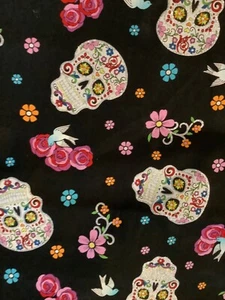 Sugar Skulls Qualität Quilt Stoff 9"x44" - Bild 1 von 3