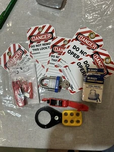 LOCKOUT TAGOUT KIT LOTO VORHÄNGESCHLOSS ETIKETTEN BRECHERSCHLÖSSER SICHERHEIT OSHA MENGE ETIKETT AUS - Bild 1 von 4