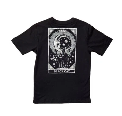 NWT Boys Spooky Black Cat Black Halloween Graphic Tee Shirt Small (6/7) - Image 1 of 4