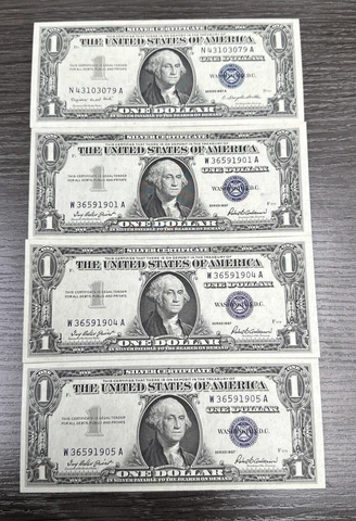 ✯ 1935-1957 One Dollar Notes ✯ $1 Silver Certificate ✯ AU-UNC CU Blue Seal US ✯ Cover