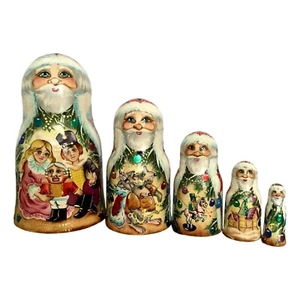 SANTA Nutcracker Fairytale Matryoshka Hand Painted Nesting Doll Christmas Gift - Picture 1 of 4