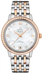 Omega De Ville Prestige weißes Zifferblatt Diamant Lünette bicolor Damen Luxus Uhr - Bild 1 von 3
