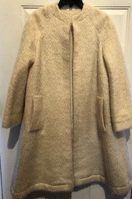 Abrigo largo mohair de colección hecho en la Unión EE. UU. años 50, 60 abrigo oscilante plisado trasero pecho 42 Foto 1 de 4