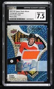 2021 UD Allure Blue Line 45/75 Cam York #143 CGC 7.5 Rookie Jersey Relic Auto RC
