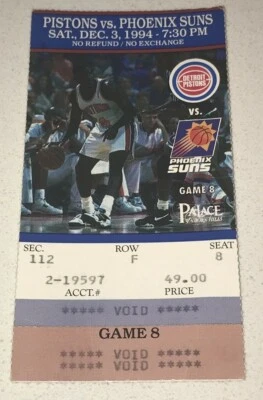 1994 Suns Detroit Pistons Ticket Stub Grant Hill Rookie Year Barkley Dumars - Image 1 of 2