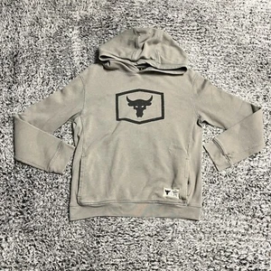 Under Armour Sweater Youth Extra Large Gray Black Project Rock Pullover Hoodie - Picture 1 of 8