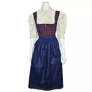Vintage 80s Austrian Dirndl Bodice Traditional Folk Dress w/ Apron Trachten - Picture 1 of 14