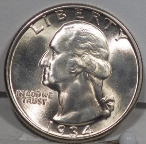 1934 Medium Date Choice Brilliant Uncirculated Washington Quarter - Bild 1 von 2