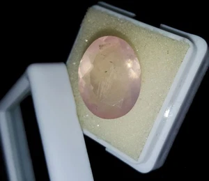 Piedra preciosa suelta de cuarzo rosa 100 % natural de 7,37 quilates forma ovalada para anillo gema certificada - Imagen 1 de 7